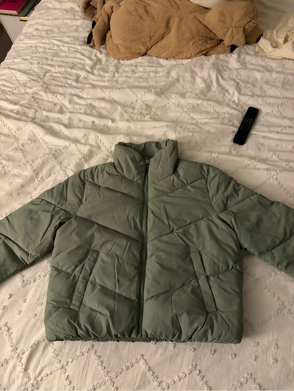 Women’s Sage Green Puffer Jacket - Lightweight Quilted Coat